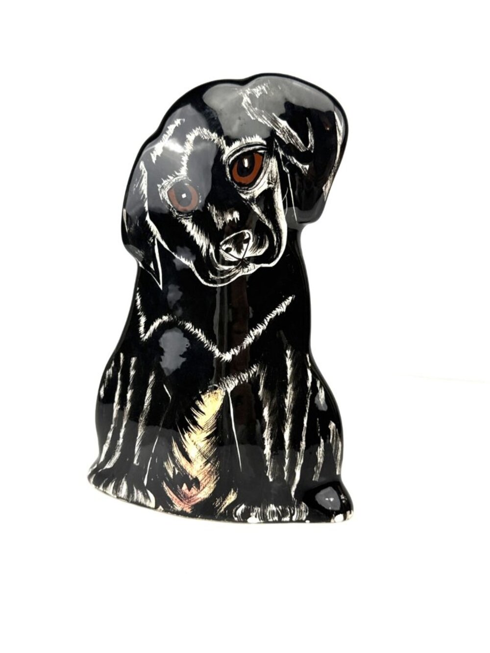 DOGS BY NINA Black Ceramic Labrador‎ Dog Vase Figurine Nina Lyman 8"